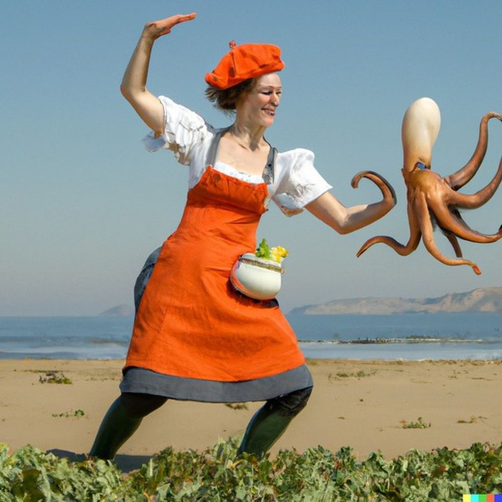 Seaside Stroll with Octopus and Salad